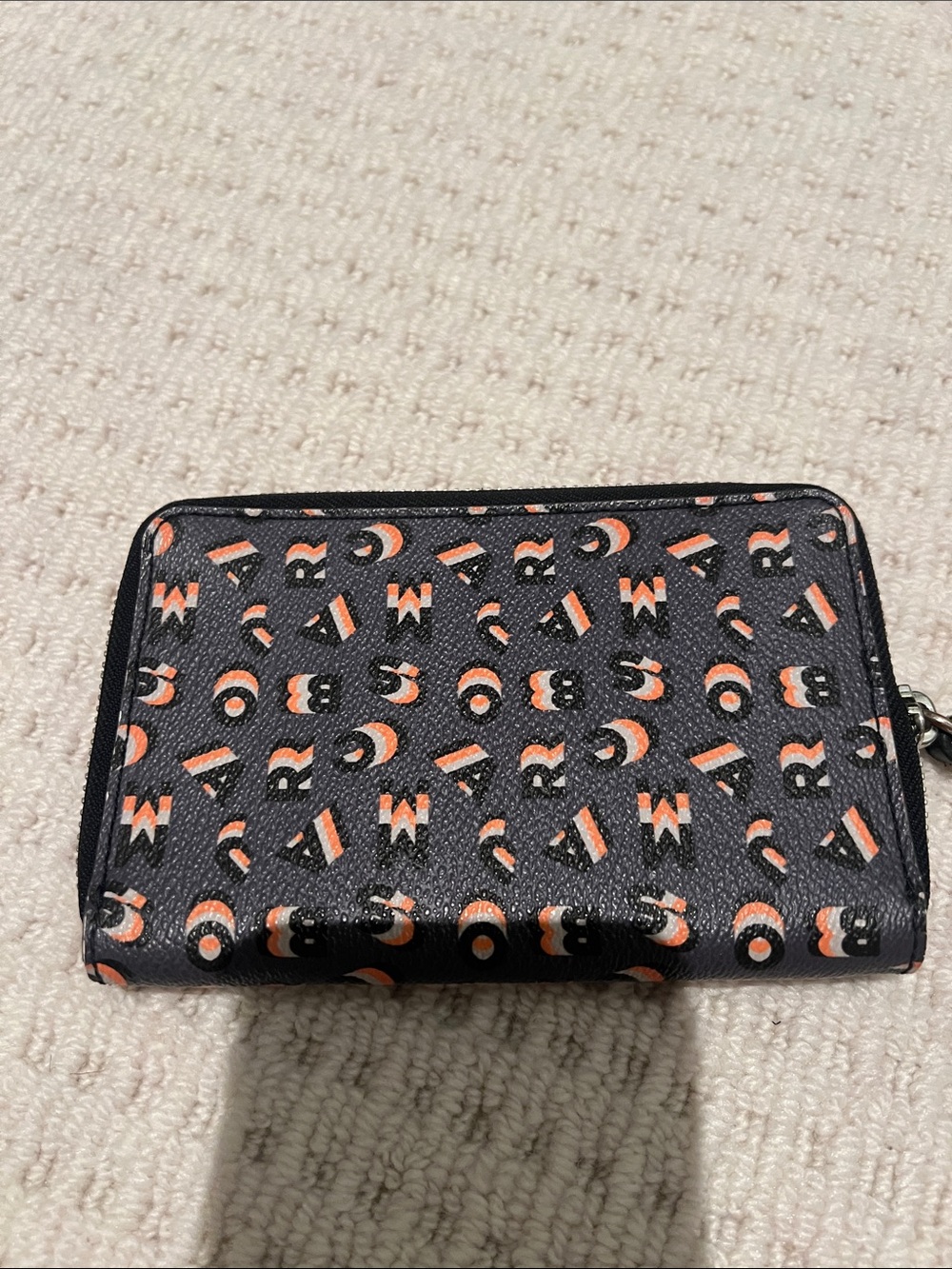 Marc Jacobs Black Wallet with Orange and White Logo Print - Picture 2 of 5